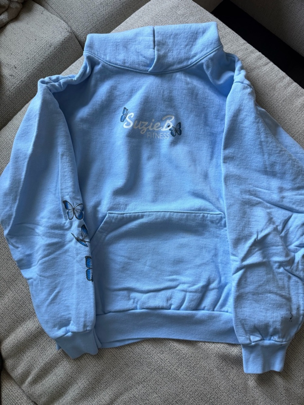 Suzie B Fitness Light Blue Butterfly Hoodie
